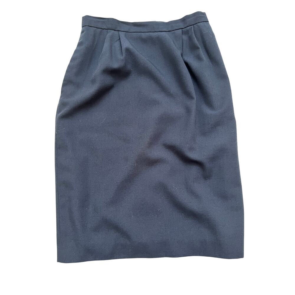 Vintage High Waisted Navy Knee Length Pencil Skirt Size 10